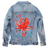 Octopus Riding a Bicycle by Amelie Legault Unisex Denim Jacket