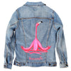 Pink Flamingo Meditating Namaste by Amelie Legault Unisex Denim Jacket