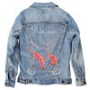 Shrimp Riding a Bicycle by Amelie Legault Unisex Denim Jacket