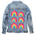 Denim INK CatCoq Artwork on Denim Jacket Rainbow Design