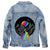 Cosmic River by Grant Shepley, on a hand-made Denim Jacket with 3 color choices: Stonewash, White, or Black. Unisex XS S M L XL 2X 3X. USA hand-made and USA digitally printed. Ships free within the USA & also ships Internationally.