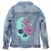 Blue Floral Skull by Jess Adams Unisex Denim Jacket