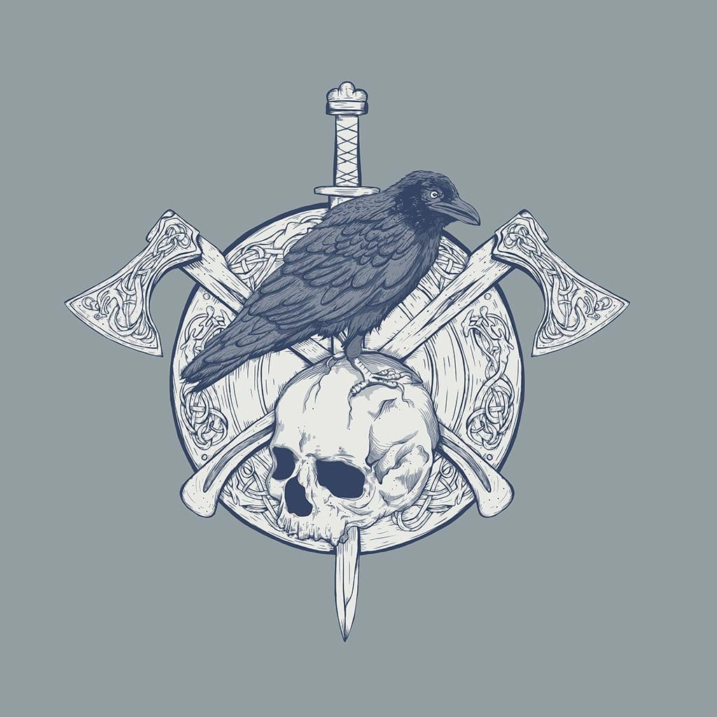 VIKINGS SHIELD by JESS ADAMS, digitally printed on DENIM products: throw pillows, aprons, table place mats, and hand-made Unisex Denim Jackets in 3 color choices Vikings Shield by Jess Adams, on a hand-crafted Custom Stonewashed, White, or Black Denim Jacket. Unisex. Digitally printed in the USA. Ships free to USA &amp; also Internationally. XS S M L XL 2X 3X