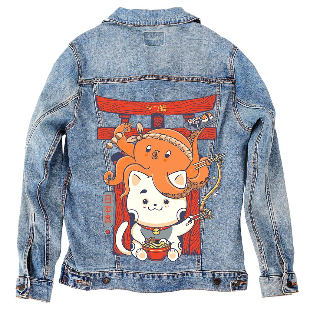 Tako and Neko Restaurant by Pepe Rodriguez AKA ppmid Unisex Denim Jacket