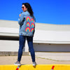 Denim INK Trendy Cool Rainbow Design Jean Jacket by Independent Artist CatCoq