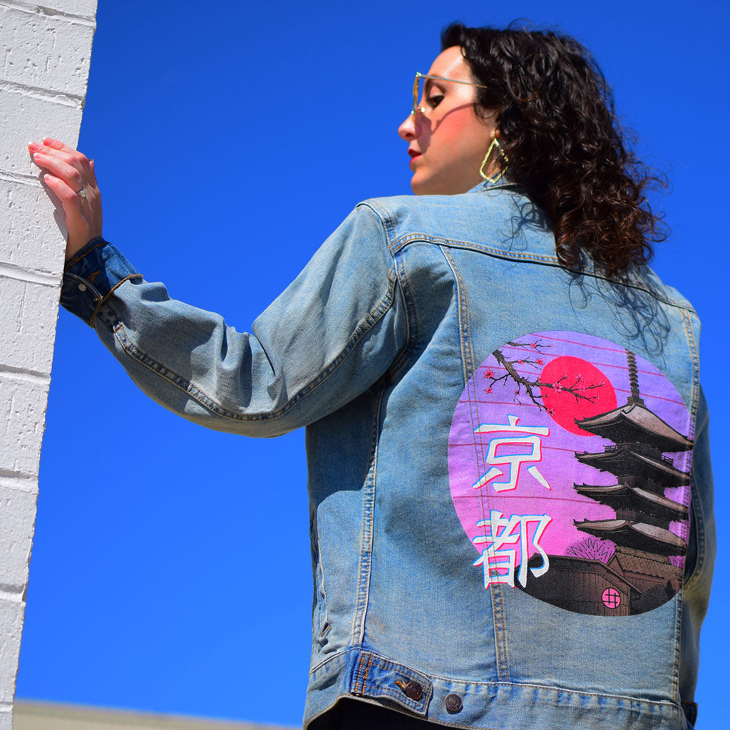 Kyoto Wave by Vincent Trinidad Unisex Denim Jacket - DenimINK