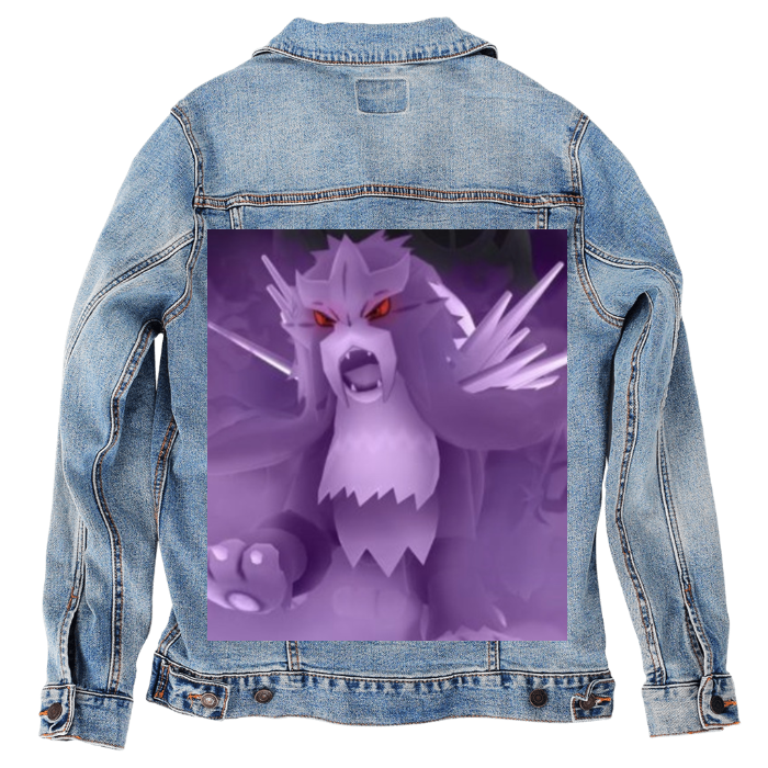 Customer Designed Custom Denim Jacket (hand-crafted) with 3 color choices of jacket: Stonewash, White, or Black. Unisex XS S M L XL 2X 3X. USA hand-crafted and USA digitally printed. Ships free within the USA & also ships Internationally.
