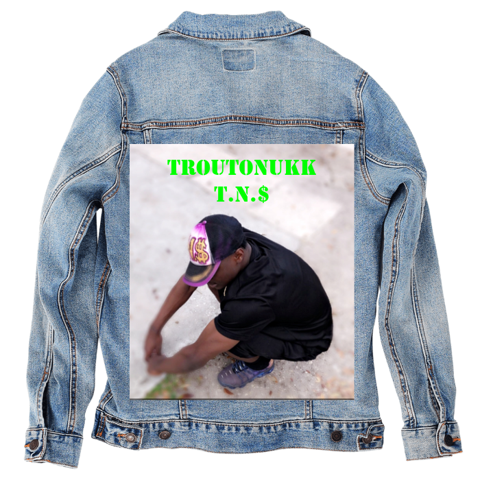 Customer Designed Custom Denim Jacket (hand-crafted) with 3 color choices of jacket: Stonewash, White, or Black. Unisex XS S M L XL 2X 3X. USA hand-crafted and USA digitally printed. Ships free within the USA & also ships Internationally.