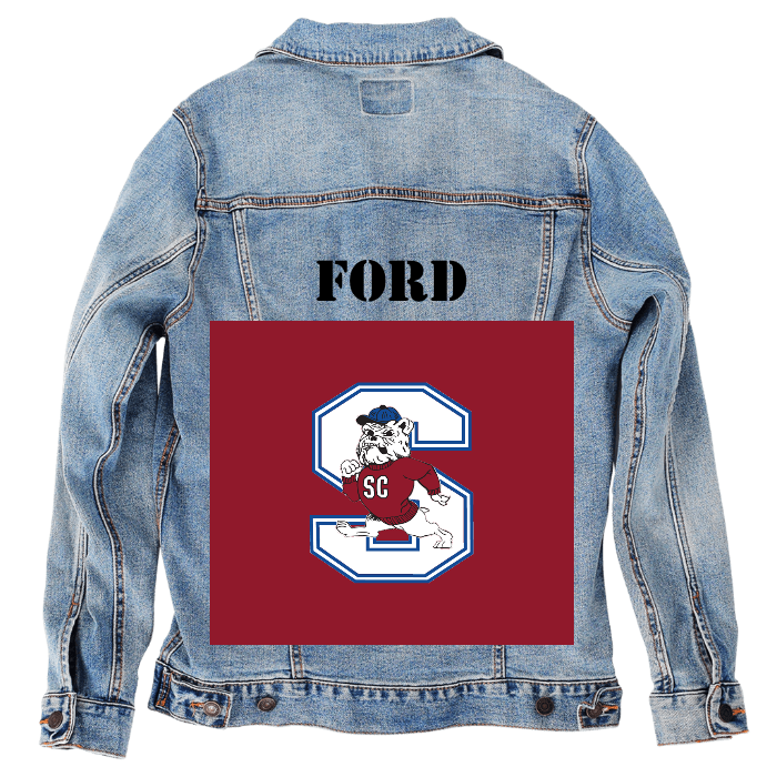 Customer Designed Custom Denim Jacket (hand-crafted) with 3 color choices of jacket: Stonewash, White, or Black. Unisex XS S M L XL 2X 3X. USA hand-crafted and USA digitally printed. Ships free within the USA & also ships Internationally.