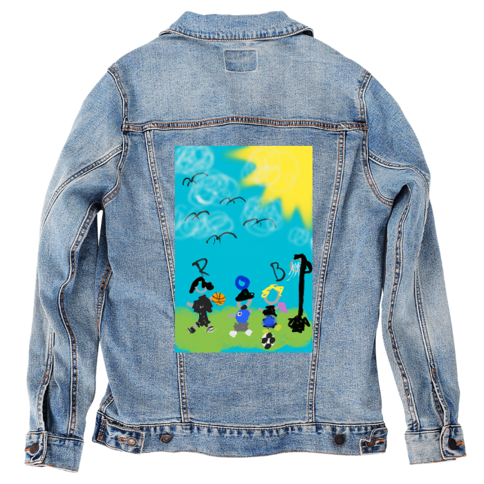 Customer Designed Custom Denim Jacket (hand-crafted) with 3 color choices of jacket: Stonewash, White, or Black. Unisex XS S M L XL 2X 3X. USA hand-crafted and USA digitally printed. Ships free within the USA & also ships Internationally.
