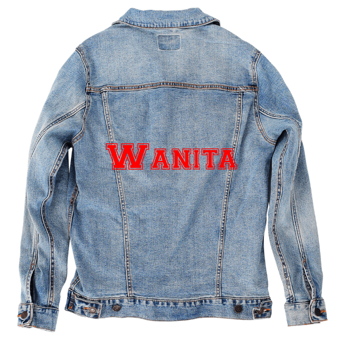 Customer Designed Custom Denim Jacket (hand-crafted) with 3 color choices of jacket: Stonewash, White, or Black. Unisex XS S M L XL 2X 3X. USA hand-crafted and USA digitally printed. Ships free within the USA & also ships Internationally.