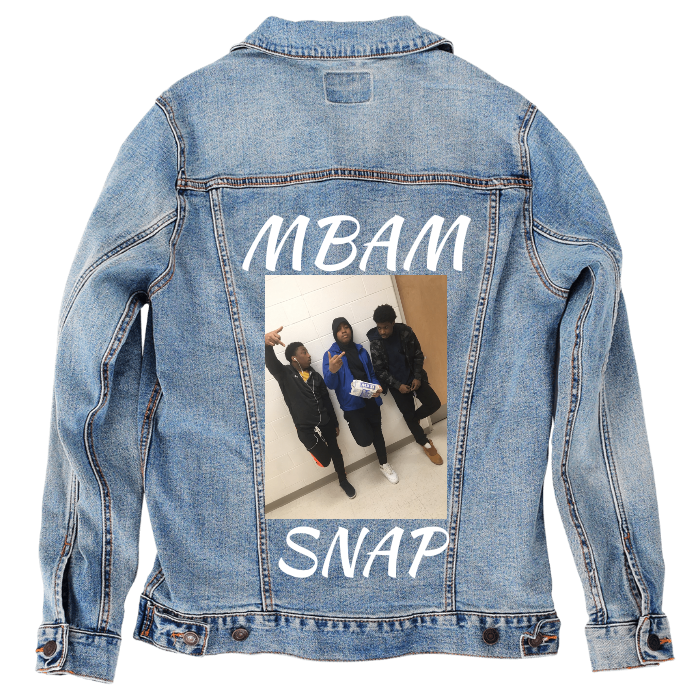 Customer Designed Custom Denim Jacket (hand-crafted) with 3 color choices of jacket: Stonewash, White, or Black. Unisex XS S M L XL 2X 3X. USA hand-crafted and USA digitally printed. Ships free within the USA & also ships Internationally.