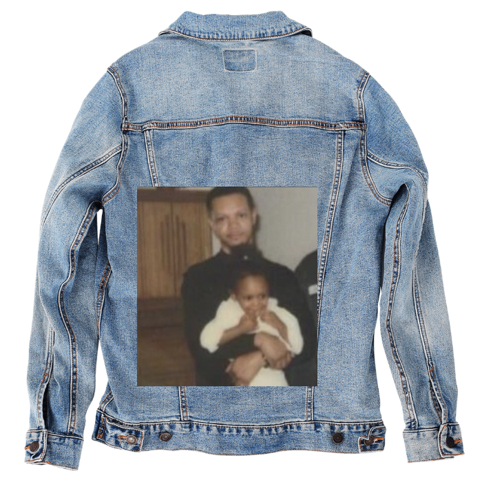 Customer Designed Custom Denim Jacket (hand-crafted) with 3 color choices of jacket: Stonewash, White, or Black. Unisex XS S M L XL 2X 3X. USA hand-crafted and USA digitally printed. Ships free within the USA & also ships Internationally.