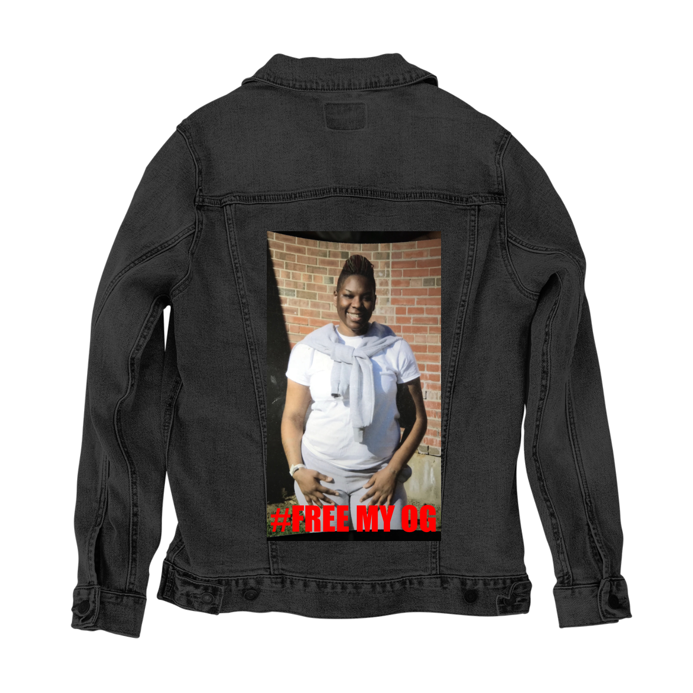 Customer Designed Custom Denim Jacket (hand-crafted) with 3 color choices of jacket: Stonewash, White, or Black. Unisex XS S M L XL 2X 3X. USA hand-crafted and USA digitally printed. Ships free within the USA &amp; also ships Internationally.