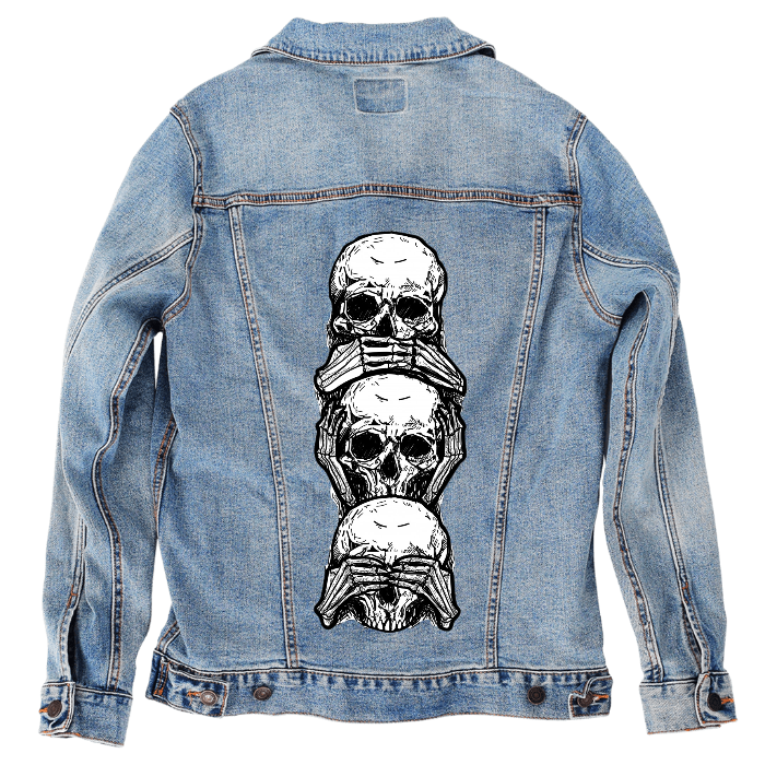 Customer Designed Custom Denim Jacket (hand-crafted) with 3 color choices of jacket: Stonewash, White, or Black. Unisex XS S M L XL 2X 3X. USA hand-crafted and USA digitally printed. Ships free within the USA & also ships Internationally.