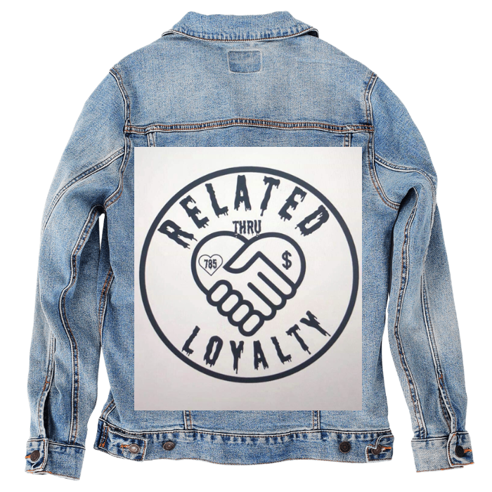 Customer Designed Custom Denim Jacket (hand-crafted) with 3 color choices of jacket: Stonewash, White, or Black. Unisex XS S M L XL 2X 3X. USA hand-crafted and USA digitally printed. Ships free within the USA & also ships Internationally.