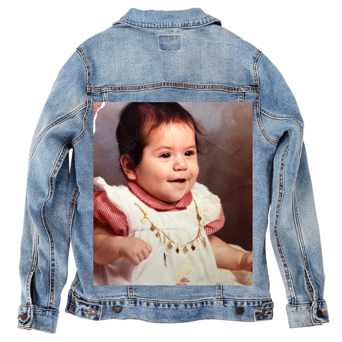 Customer Designed Custom Denim Jacket (hand-crafted) with 3 color choices of jacket: Stonewash, White, or Black. Unisex XS S M L XL 2X 3X. USA hand-crafted and USA digitally printed. Ships free within the USA & also ships Internationally.