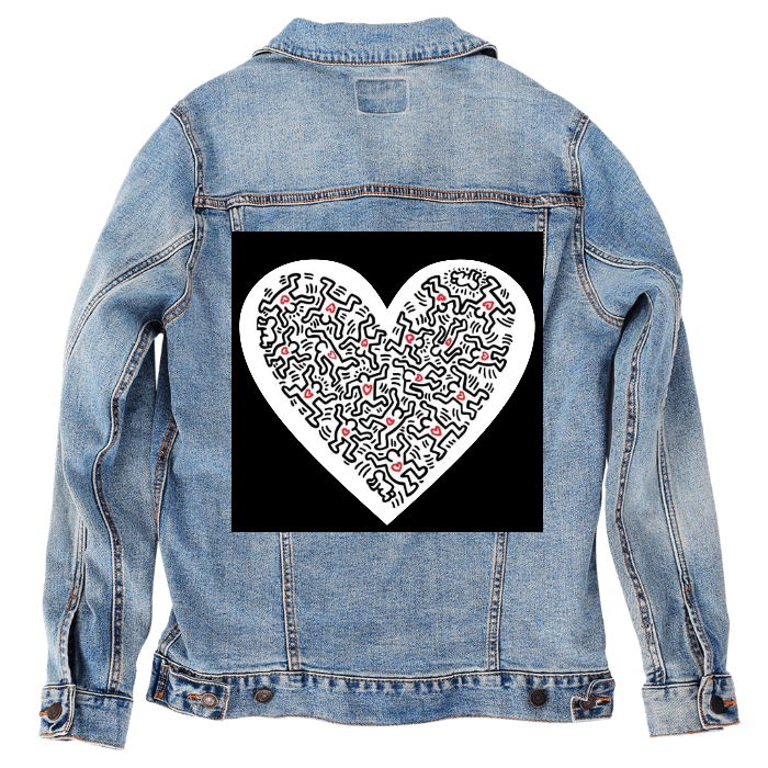 Customer Designed Custom Denim Jacket (hand-crafted) with 3 color choices of jacket: Stonewash, White, or Black. Unisex XS S M L XL 2X 3X. USA hand-crafted and USA digitally printed. Ships free within the USA & also ships Internationally.
