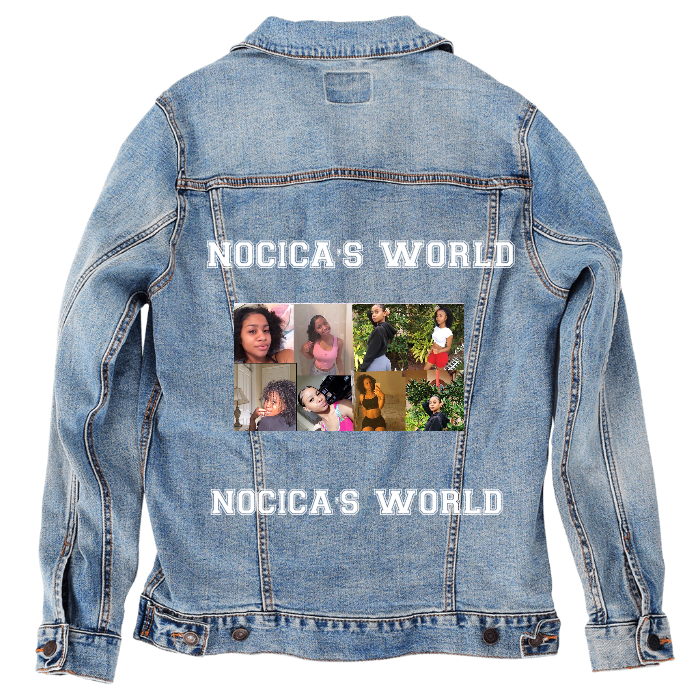 Customer Designed Custom Denim Jacket (hand-crafted) with 3 color choices of jacket: Stonewash, White, or Black. Unisex XS S M L XL 2X 3X. USA hand-crafted and USA digitally printed. Ships free within the USA & also ships Internationally.