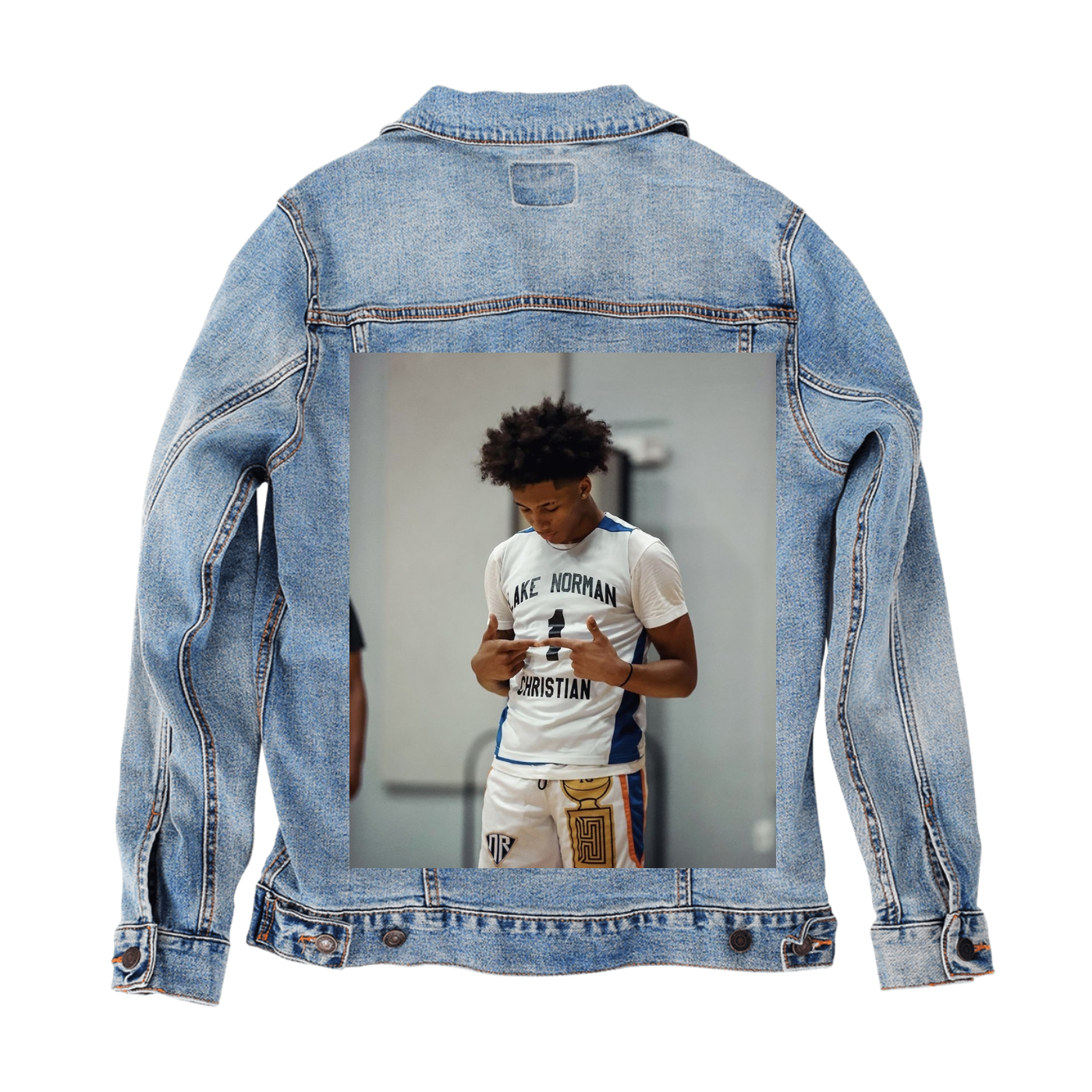 Customer Designed Custom Denim Jacket (hand-crafted) with 3 color choices of jacket: Stonewash, White, or Black. Unisex XS S M L XL 2X 3X. USA hand-crafted and USA digitally printed. Ships free within the USA & also ships Internationally.
