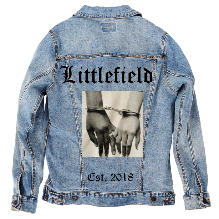 Customer Designed Custom Denim Jacket (hand-crafted) with 3 color choices of jacket: Stonewash, White, or Black. Unisex XS S M L XL 2X 3X. USA hand-crafted and USA digitally printed. Ships free within the USA & also ships Internationally.