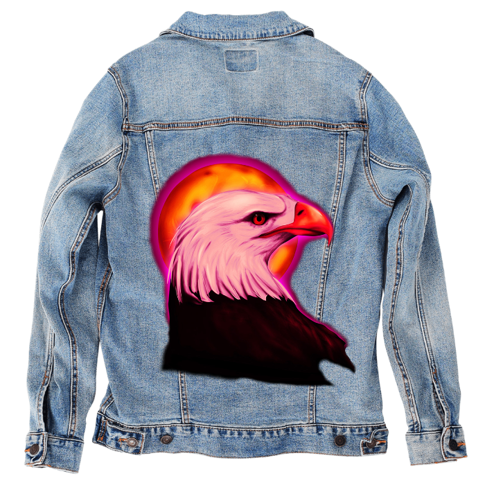 Customer Designed Custom Denim Jacket (hand-crafted) with 3 color choices of jacket: Stonewash, White, or Black. Unisex XS S M L XL 2X 3X. USA hand-crafted and USA digitally printed. Ships free within the USA & also ships Internationally.