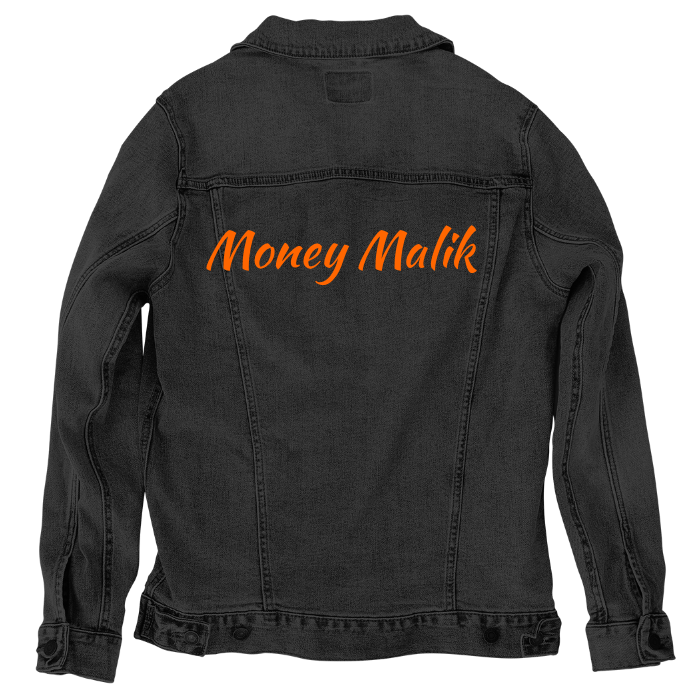 Customer Designed Custom Denim Jacket (hand-crafted) with 3 color choices of jacket: Stonewash, White, or Black. Unisex XS S M L XL 2X 3X. USA hand-crafted and USA digitally printed. Ships free within the USA & also ships Internationally.
