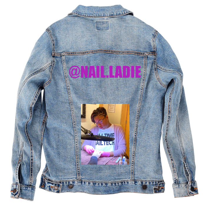 Customer Designed Custom Denim Jacket (hand-crafted) with 3 color choices of jacket: Stonewash, White, or Black. Unisex XS S M L XL 2X 3X. USA hand-crafted and USA digitally printed. Ships free within the USA & also ships Internationally.