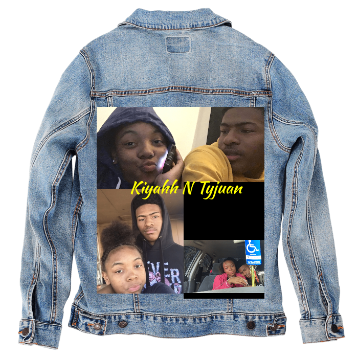 Customer Designed Custom Denim Jacket (hand-crafted) with 3 color choices of jacket: Stonewash, White, or Black. Unisex XS S M L XL 2X 3X. USA hand-crafted and USA digitally printed. Ships free within the USA & also ships Internationally.