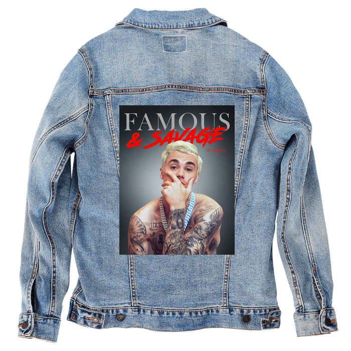 Customer Designed Custom Denim Jacket (hand-crafted) with 3 color choices of jacket: Stonewash, White, or Black. Unisex XS S M L XL 2X 3X. USA hand-crafted and USA digitally printed. Ships free within the USA & also ships Internationally.