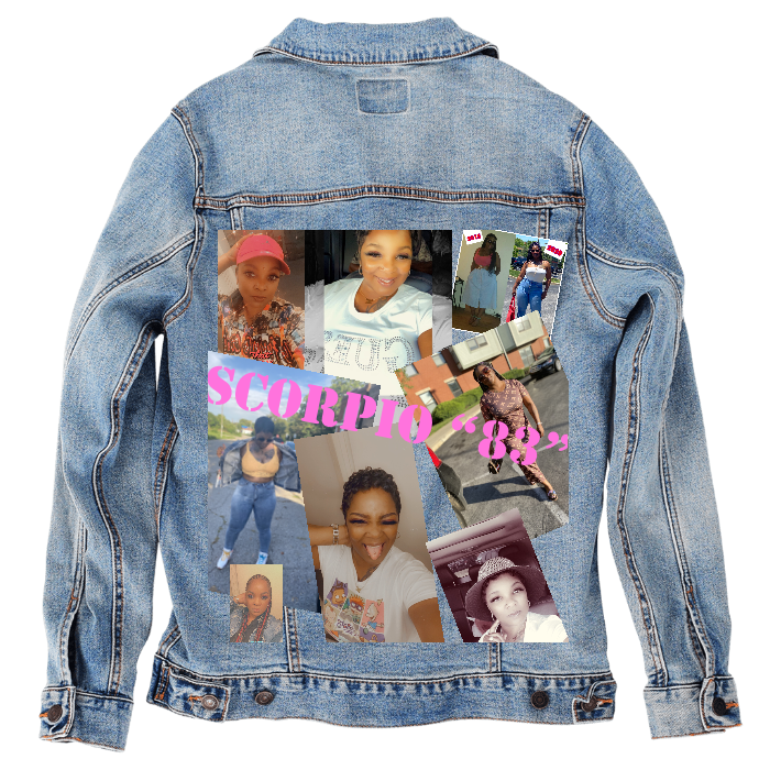 Customer Designed Custom Denim Jacket (hand-crafted) with 3 color choices of jacket: Stonewash, White, or Black. Unisex XS S M L XL 2X 3X. USA hand-crafted and USA digitally printed. Ships free within the USA & also ships Internationally.