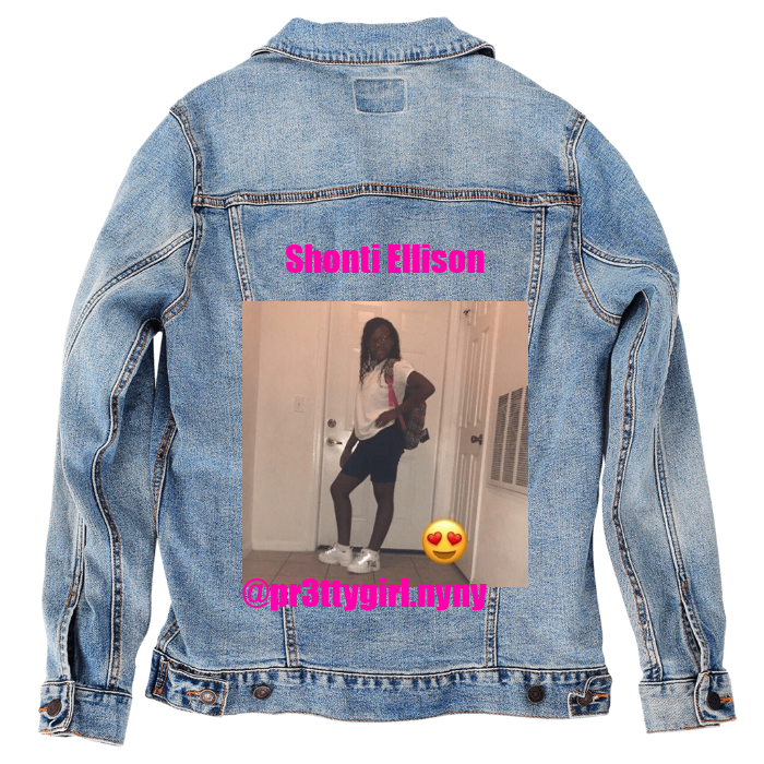 Customer Designed Custom Denim Jacket (hand-crafted) with 3 color choices of jacket: Stonewash, White, or Black. Unisex XS S M L XL 2X 3X. USA hand-crafted and USA digitally printed. Ships free within the USA & also ships Internationally.