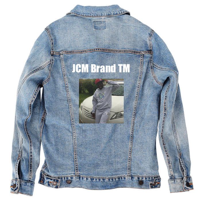 Customer Designed Custom Denim Jacket (hand-crafted) with 3 color choices of jacket: Stonewash, White, or Black. Unisex XS S M L XL 2X 3X. USA hand-crafted and USA digitally printed. Ships free within the USA & also ships Internationally.