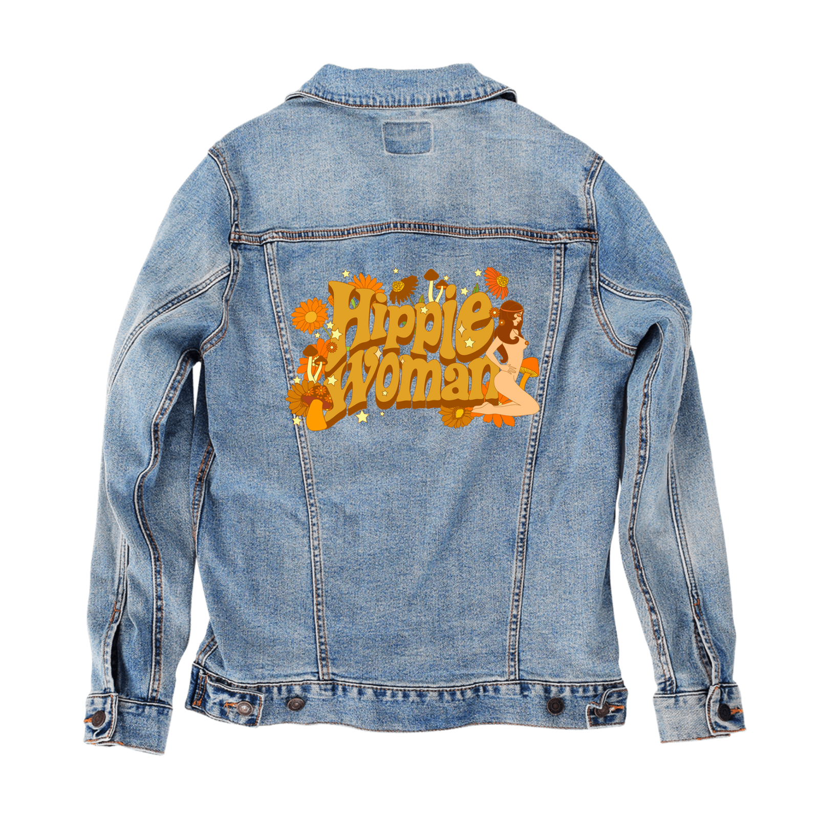Customer Designed Custom Denim Jacket (hand-crafted) with 3 color choices of jacket: Stonewash, White, or Black. Unisex XS S M L XL 2X 3X. USA hand-crafted and USA digitally printed. Ships free within the USA & also ships Internationally.