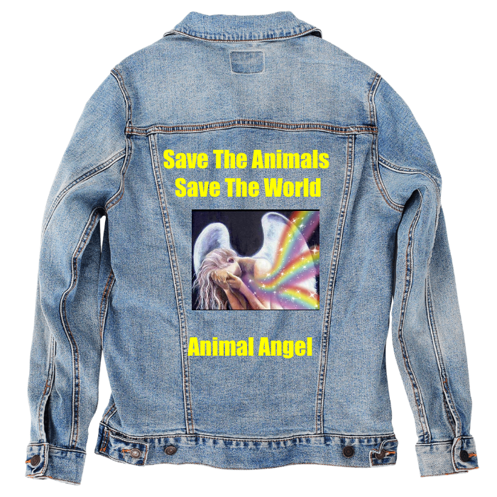 Customer Designed Custom Denim Jacket (hand-crafted) with 3 color choices of jacket: Stonewash, White, or Black. Unisex XS S M L XL 2X 3X. USA hand-crafted and USA digitally printed. Ships free within the USA & also ships Internationally.