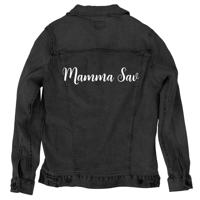 Customer Designed Custom Denim Jacket (hand-crafted) with 3 color choices of jacket: Stonewash, White, or Black. Unisex XS S M L XL 2X 3X. USA hand-crafted and USA digitally printed. Ships free within the USA & also ships Internationally.