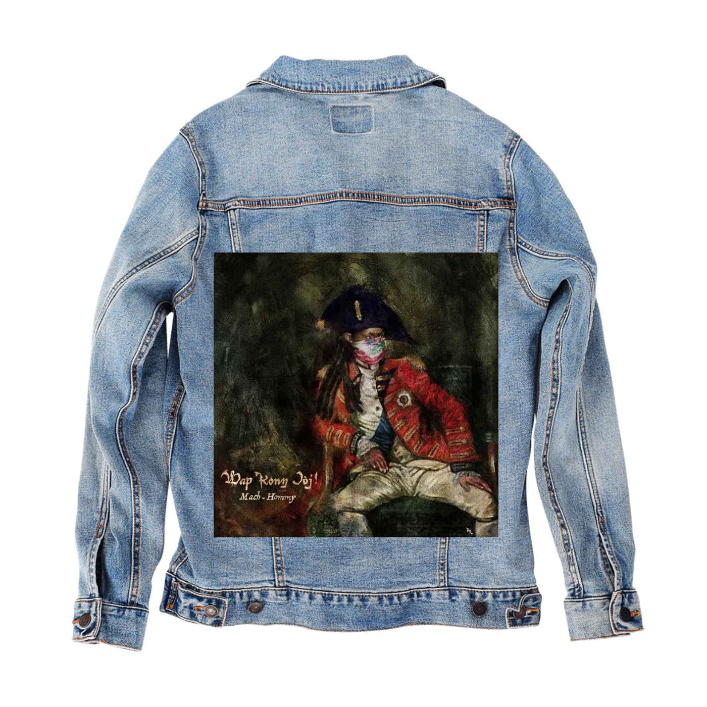 Customer Designed Custom Denim Jacket (hand-crafted) with 3 color choices of jacket: Stonewash, White, or Black. Unisex XS S M L XL 2X 3X. USA hand-crafted and USA digitally printed. Ships free within the USA & also ships Internationally.