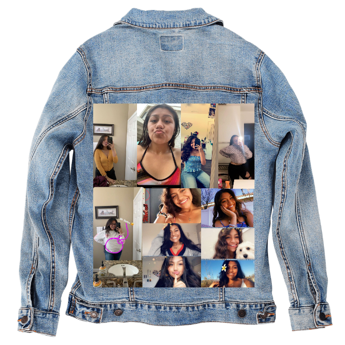 Customer Designed Custom Denim Jacket (hand-crafted) with 3 color choices of jacket: Stonewash, White, or Black. Unisex XS S M L XL 2X 3X. USA hand-crafted and USA digitally printed. Ships free within the USA & also ships Internationally.