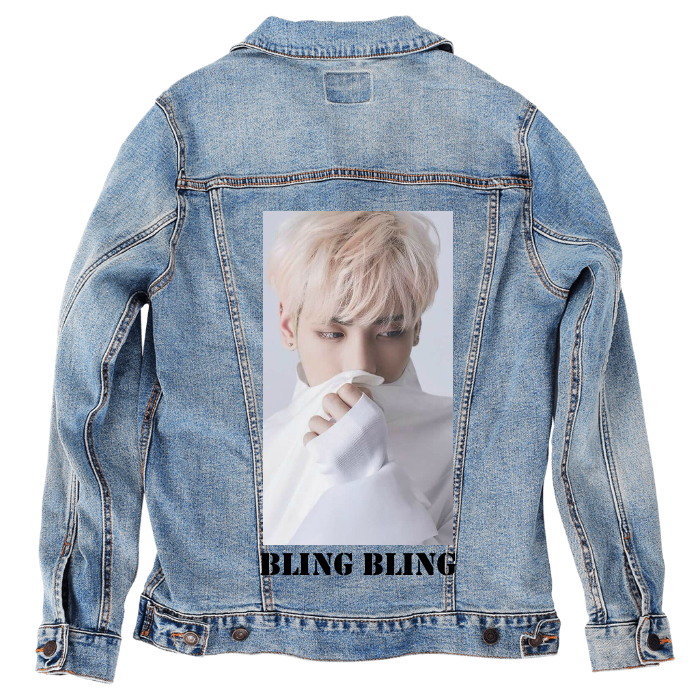 Customer Designed Custom Denim Jacket (hand-crafted) with 3 color choices of jacket: Stonewash, White, or Black. Unisex XS S M L XL 2X 3X. USA hand-crafted and USA digitally printed. Ships free within the USA & also ships Internationally.
