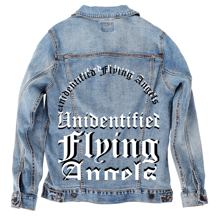 Customer Designed Custom Denim Jacket (hand-crafted) with 3 color choices of jacket: Stonewash, White, or Black. Unisex XS S M L XL 2X 3X. USA hand-crafted and USA digitally printed. Ships free within the USA & also ships Internationally.