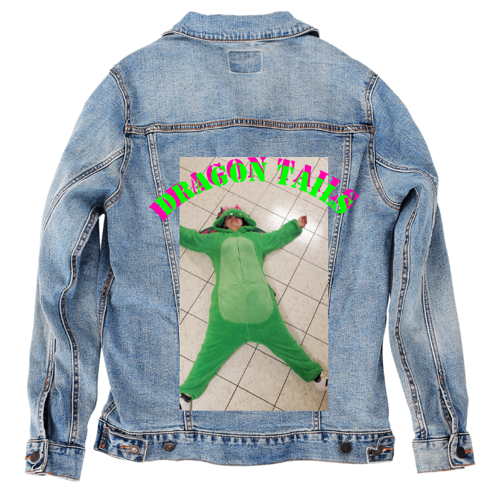 Customer Designed Custom Denim Jacket (hand-crafted) with 3 color choices of jacket: Stonewash, White, or Black. Unisex XS S M L XL 2X 3X. USA hand-crafted and USA digitally printed. Ships free within the USA & also ships Internationally.