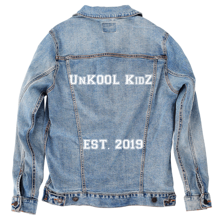 Customer Designed Custom Denim Jacket (hand-crafted) with 3 color choices of jacket: Stonewash, White, or Black. Unisex XS S M L XL 2X 3X. USA hand-crafted and USA digitally printed. Ships free within the USA & also ships Internationally.
