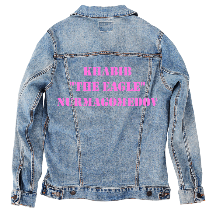 Customer Designed Custom Denim Jacket (hand-crafted) with 3 color choices of jacket: Stonewash, White, or Black. Unisex XS S M L XL 2X 3X. USA hand-crafted and USA digitally printed. Ships free within the USA & also ships Internationally.