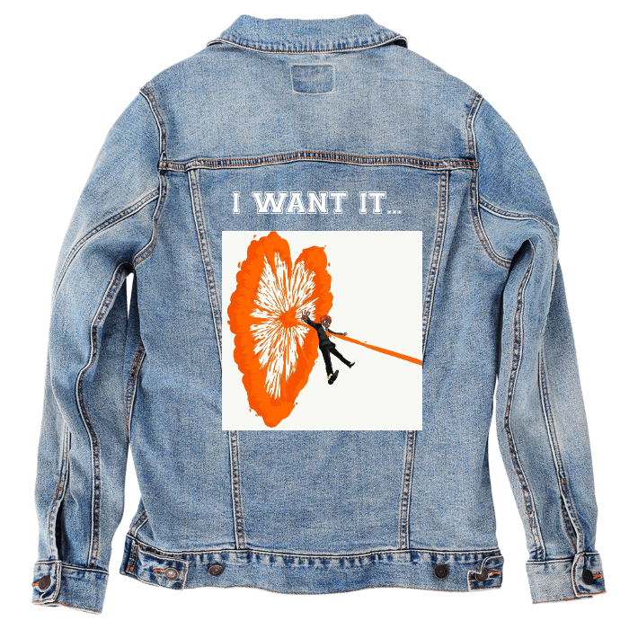 Customer Designed Custom Denim Jacket (hand-crafted) with 3 color choices of jacket: Stonewash, White, or Black. Unisex XS S M L XL 2X 3X. USA hand-crafted and USA digitally printed. Ships free within the USA & also ships Internationally.