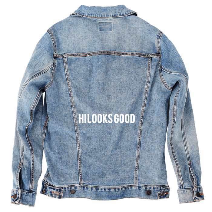 Customer Designed Custom Denim Jacket (hand-crafted) with 3 color choices of jacket: Stonewash, White, or Black. Unisex XS S M L XL 2X 3X. USA hand-crafted and USA digitally printed. Ships free within the USA & also ships Internationally.