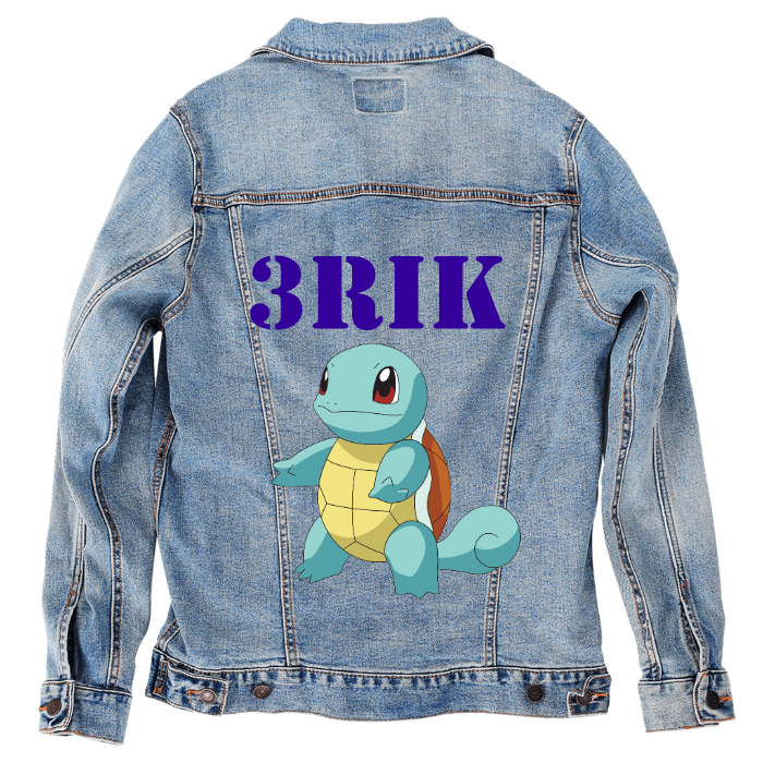 Customer Designed Custom Denim Jacket (hand-crafted) with 3 color choices of jacket: Stonewash, White, or Black. Unisex XS S M L XL 2X 3X. USA hand-crafted and USA digitally printed. Ships free within the USA & also ships Internationally.