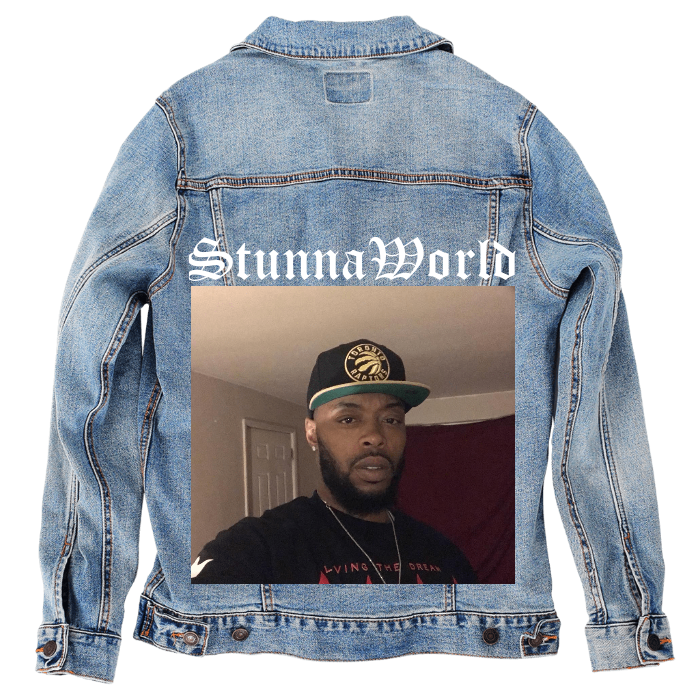Customer Designed Custom Denim Jacket (hand-crafted) with 3 color choices of jacket: Stonewash, White, or Black. Unisex XS S M L XL 2X 3X. USA hand-crafted and USA digitally printed. Ships free within the USA & also ships Internationally.