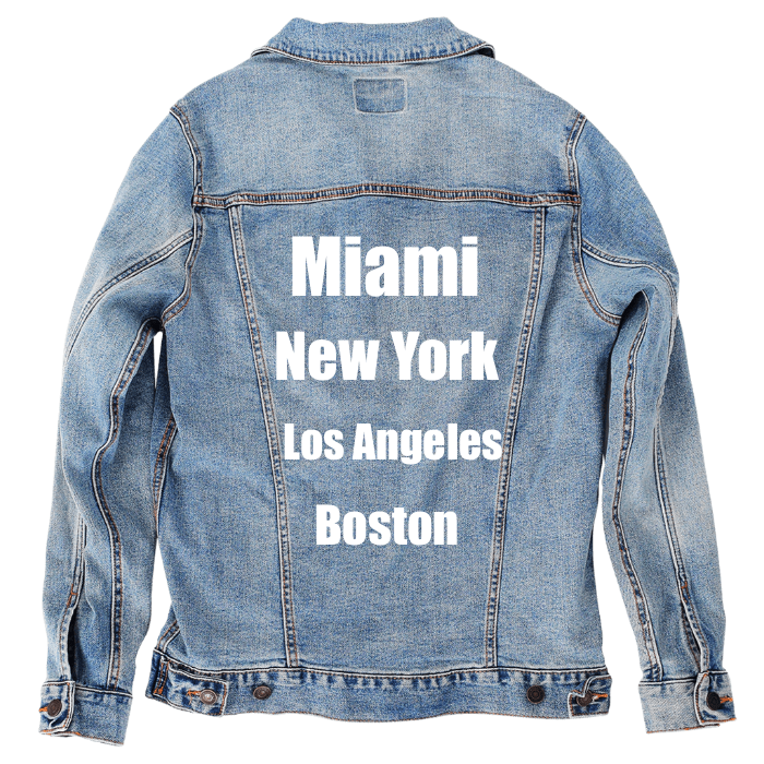 Customer Designed Custom Denim Jacket (hand-crafted) with 3 color choices of jacket: Stonewash, White, or Black. Unisex XS S M L XL 2X 3X. USA hand-crafted and USA digitally printed. Ships free within the USA & also ships Internationally.