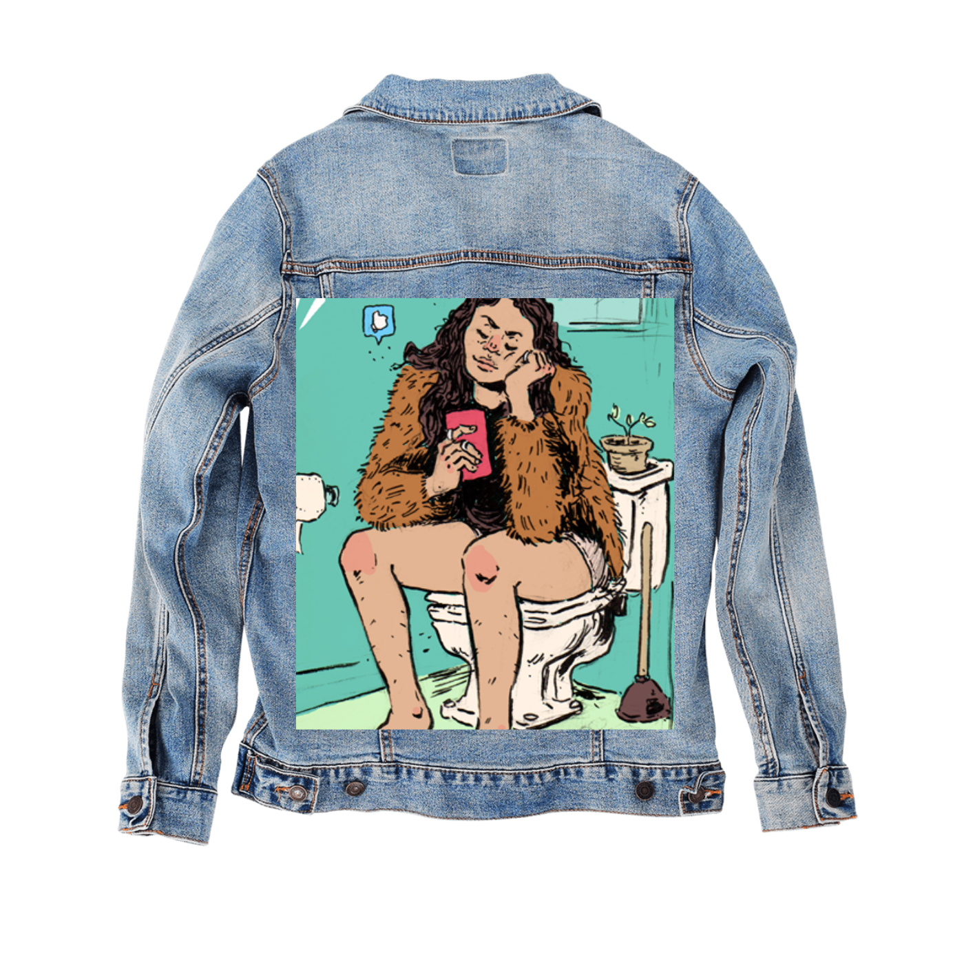 Customer Designed Custom Denim Jacket (hand-crafted) with 3 color choices of jacket: Stonewash, White, or Black. Unisex XS S M L XL 2X 3X. USA hand-crafted and USA digitally printed. Ships free within the USA & also ships Internationally.