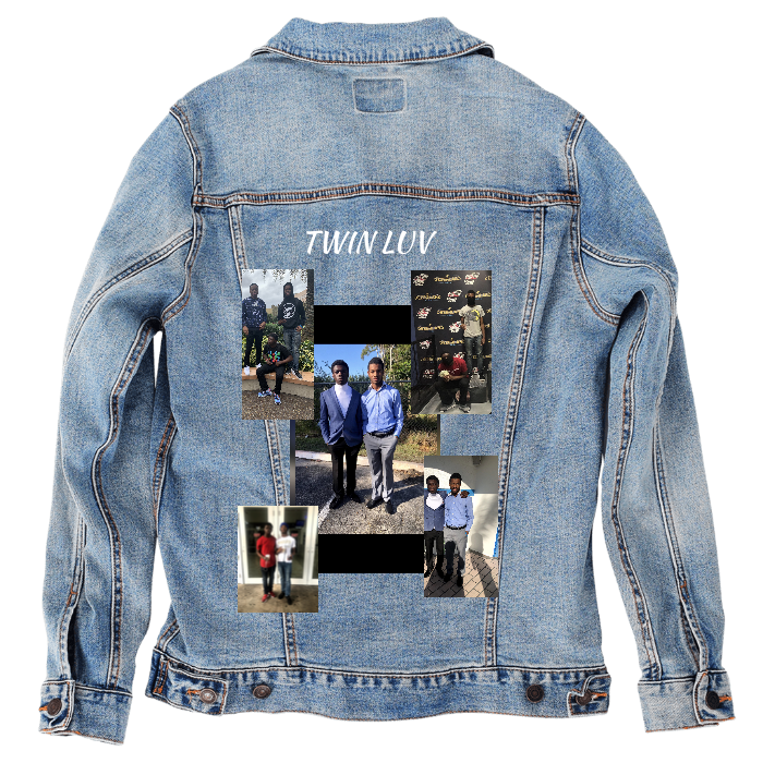 Customer Designed Custom Denim Jacket (hand-crafted) with 3 color choices of jacket: Stonewash, White, or Black. Unisex XS S M L XL 2X 3X. USA hand-crafted and USA digitally printed. Ships free within the USA & also ships Internationally.